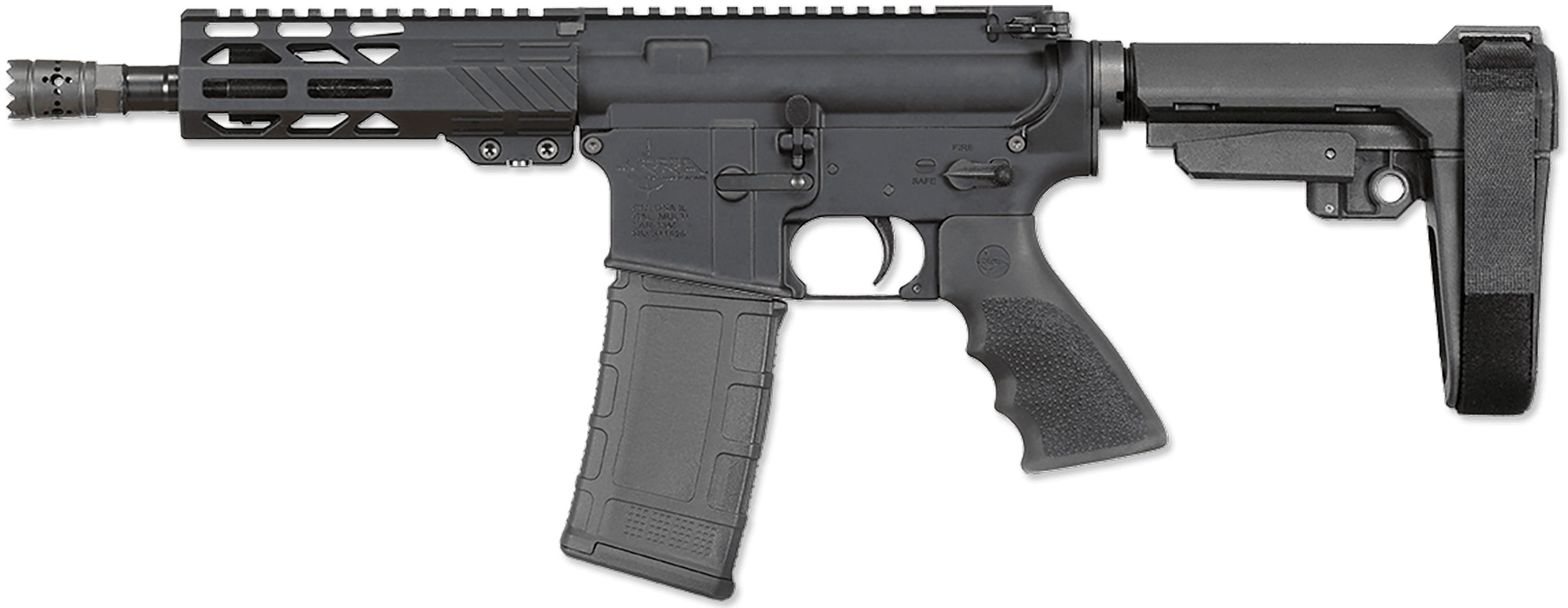 Rock River Arms BLK2132 LAR-15M 300 AAC Blackout 30+1 8" Black M-LOK Handguard, Black Aluminum Picatinny Rail Receiver, Black Polymer SB Tactical SBA3 Brace, Black Hogue Rubber Grip