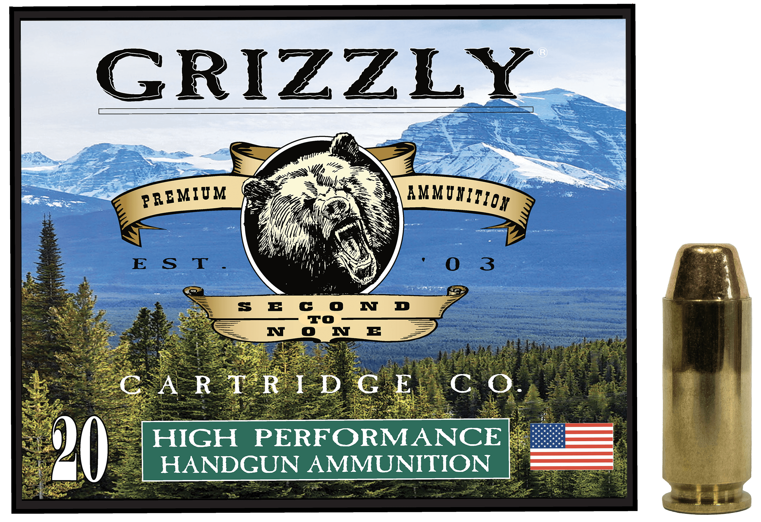 Grizzly Ammo GC10CM2   10mmAuto 200gr Full Metal Jacket Flat Point 20 Per Box/10 Case