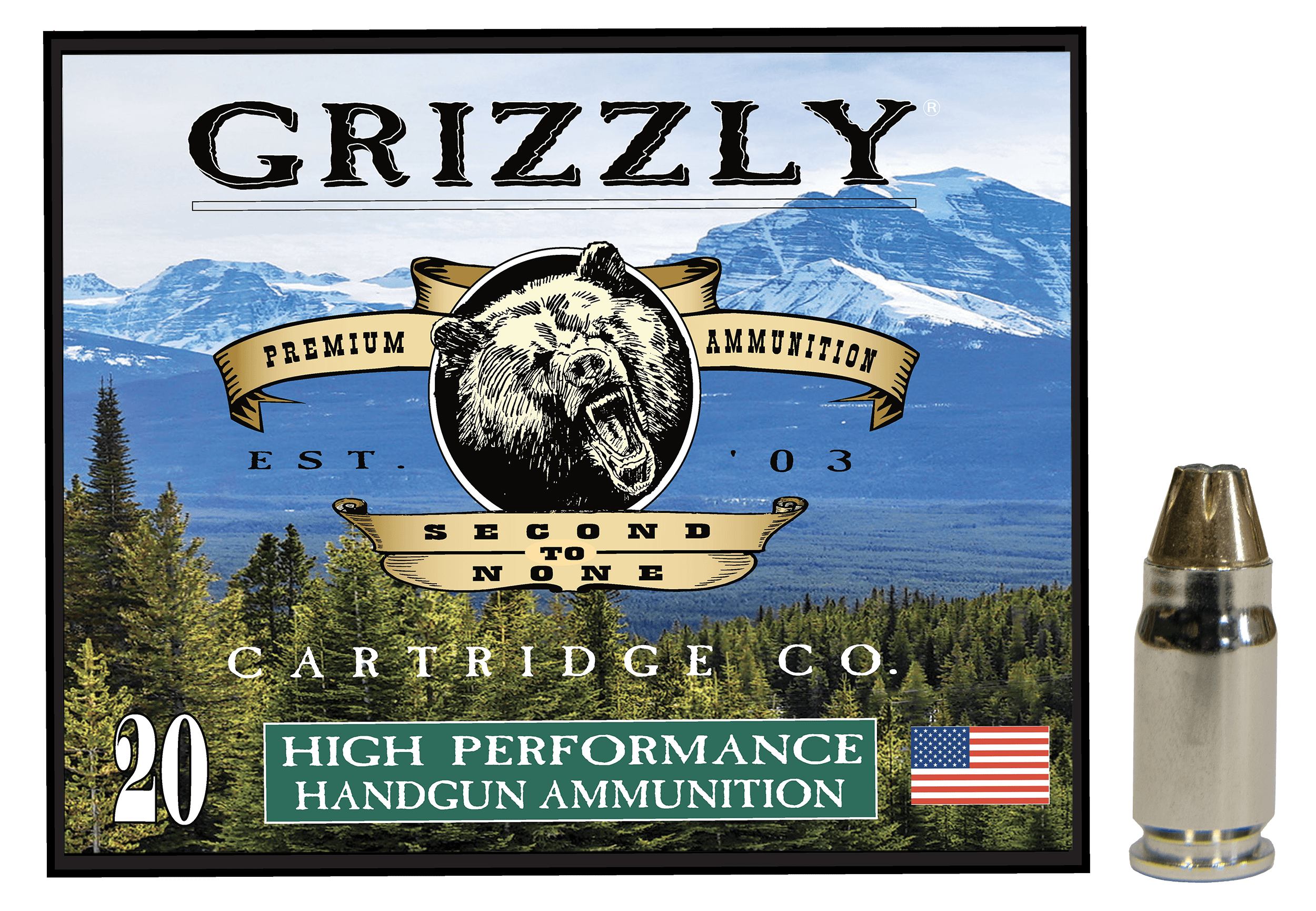 Grizzly Ammo GC357S2   357Sig 90gr Jacketed Hollow Point 20 Per Box/10 Case