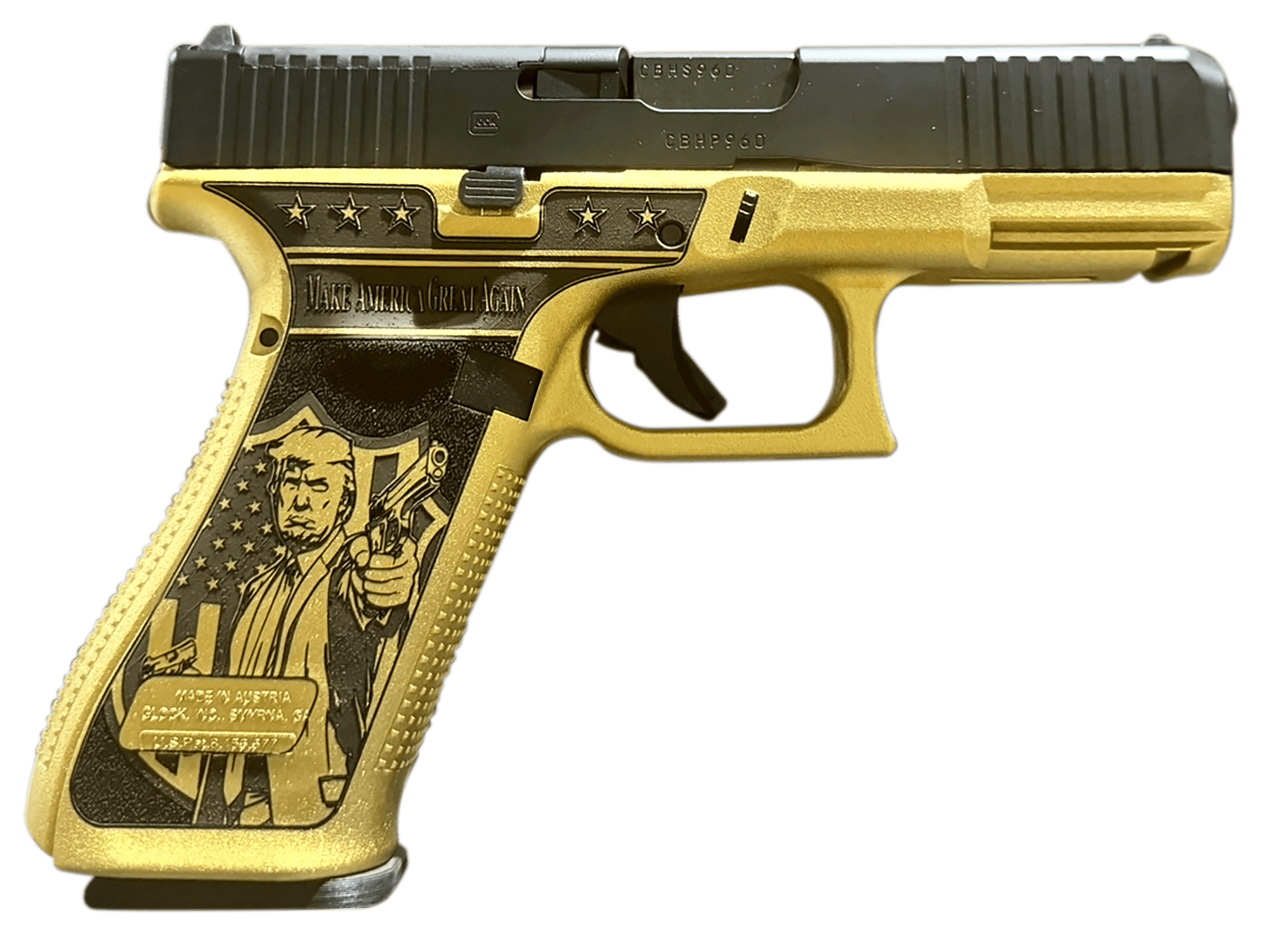Glock G45 Gen5 MOS 9mm Luger 4.02 in 17+1 Rounds Gold w Trump Engraving
