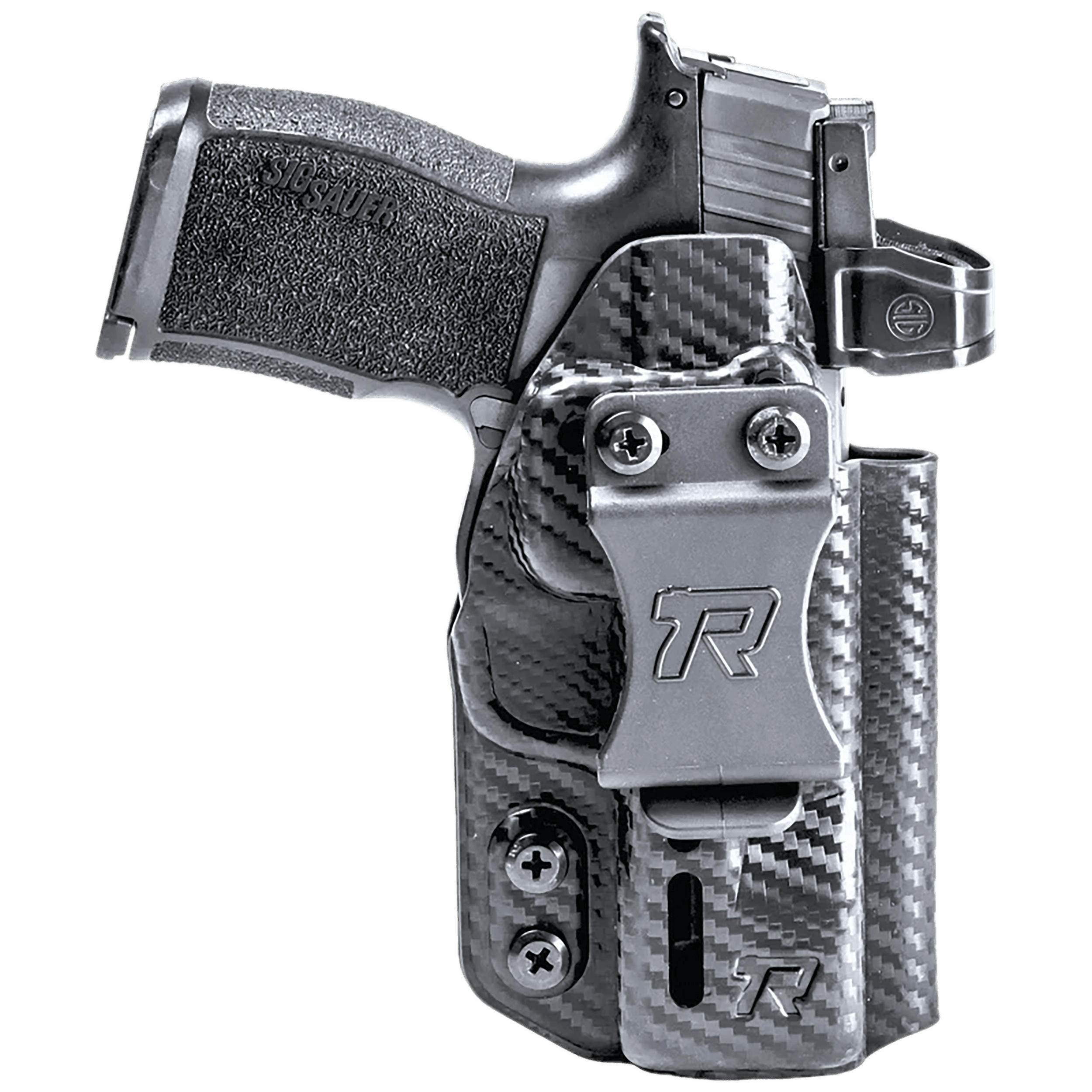 Rounded Gear RGDRUIDGLK4348CFAMBI Druid  IWB/OWB Black Carbon Fiber Kydex Fits Glock 43/48 Ambidextrous
