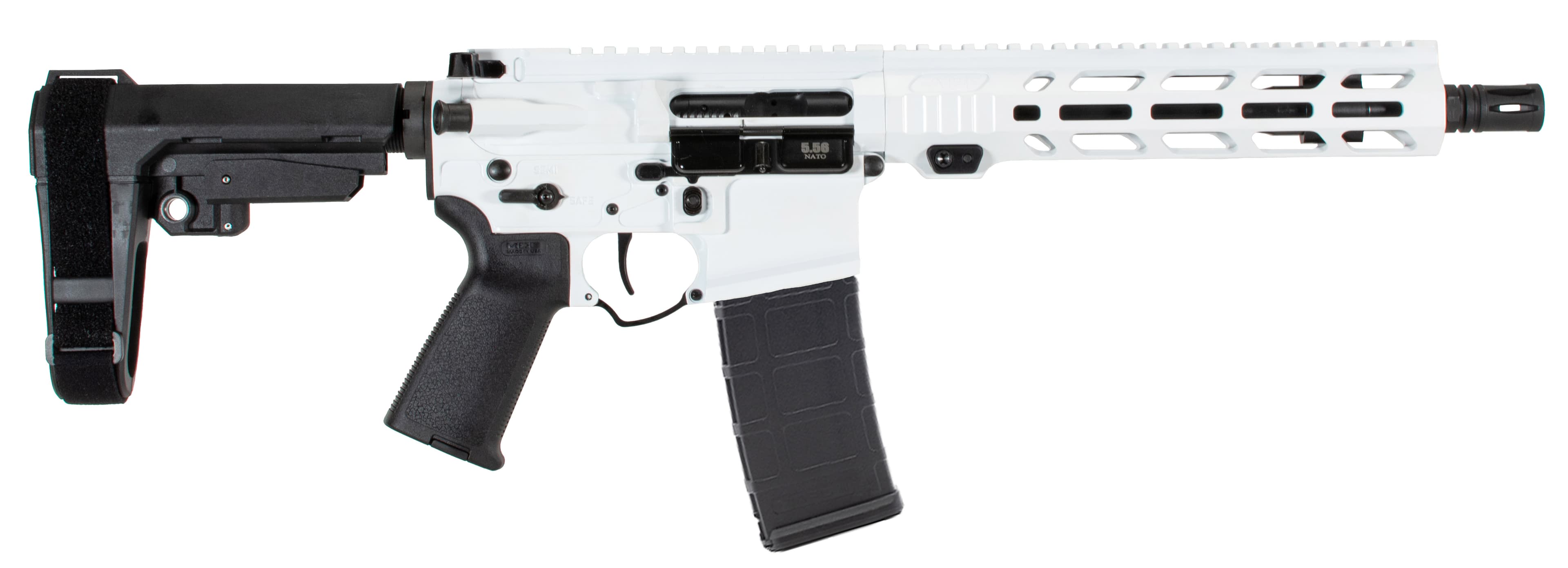Alex Pro Firearms Apf 5.56 Pistol 2.0 5.56 NATO 10.5in Storm Trooper White Cerakote