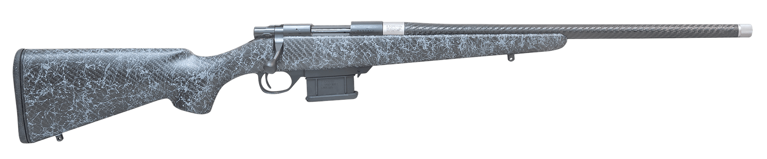 Howa HCE6ARCGW 1500 Carbon Elevate 6mm ARC 5+1 20" Wrapped Carbon Fiber Threaded Barrel, Blued Drilled & Tapped Steel Receiver, Fixed Stocky's Black w/Gray Webbing Carbon Fiber Stock,