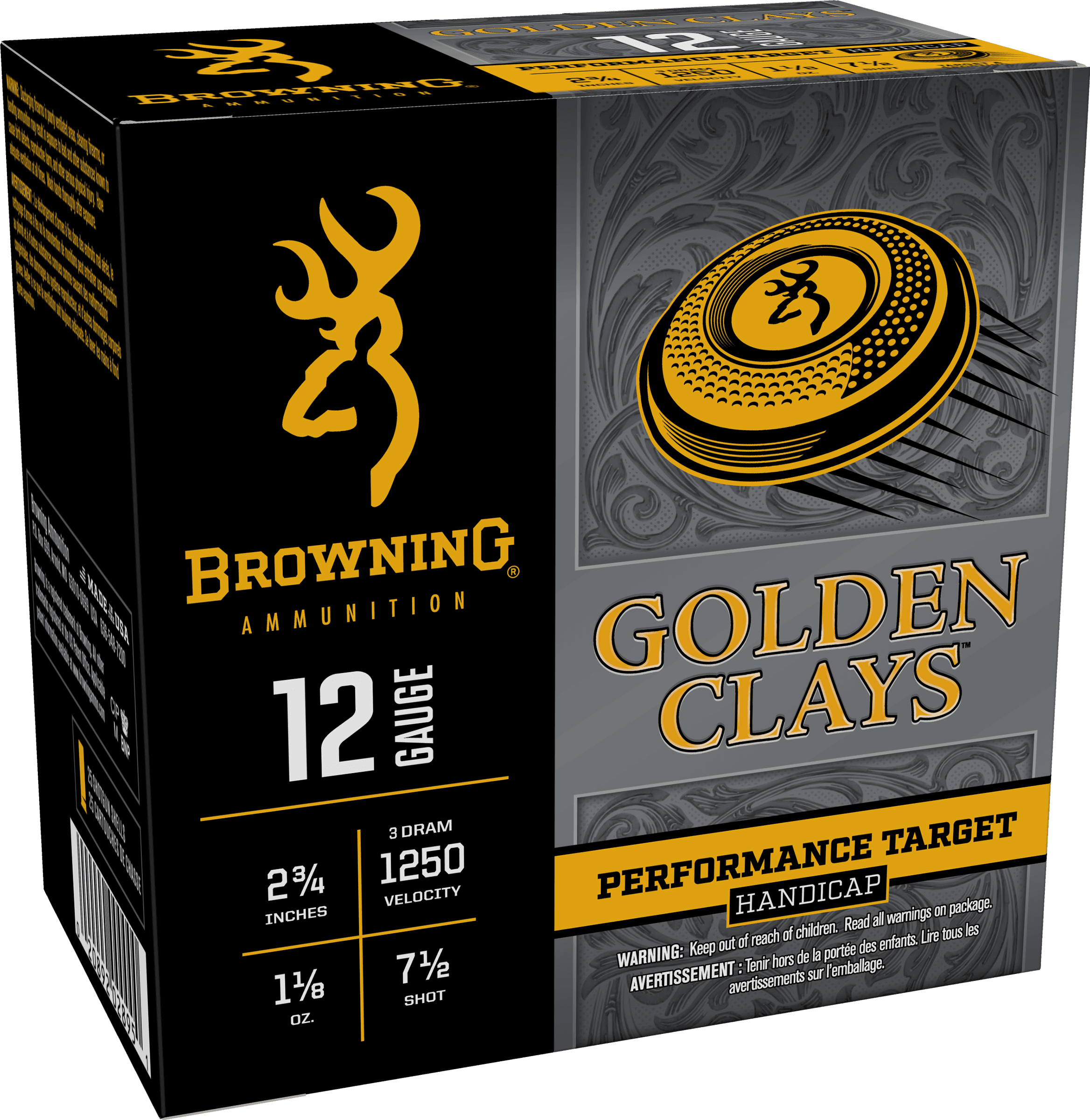 Browning Golden Clays Performance Target 12 Gauge Shot 1 1/8 oz 7.5 25 Rounds