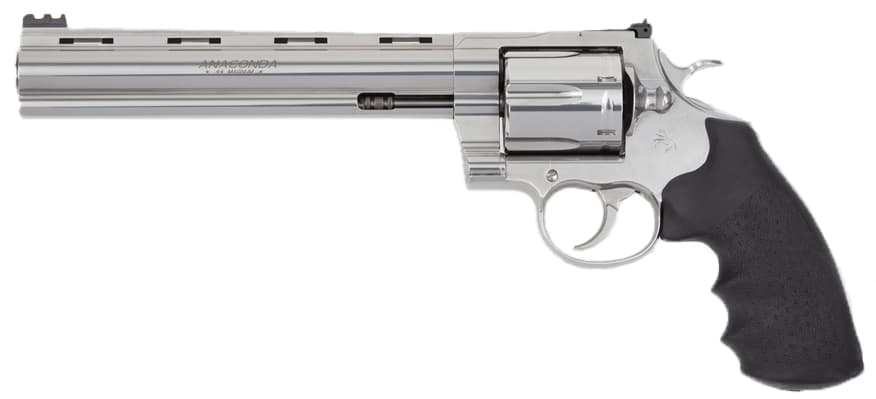 Colt Anaconda 44 Magnum 8in 6 Rounds Stainless Steel Hogue Rubber Grips