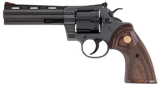 Colt Python 357 Magnum 5in 6 Rounds Polished Blued Walnut Target Grips