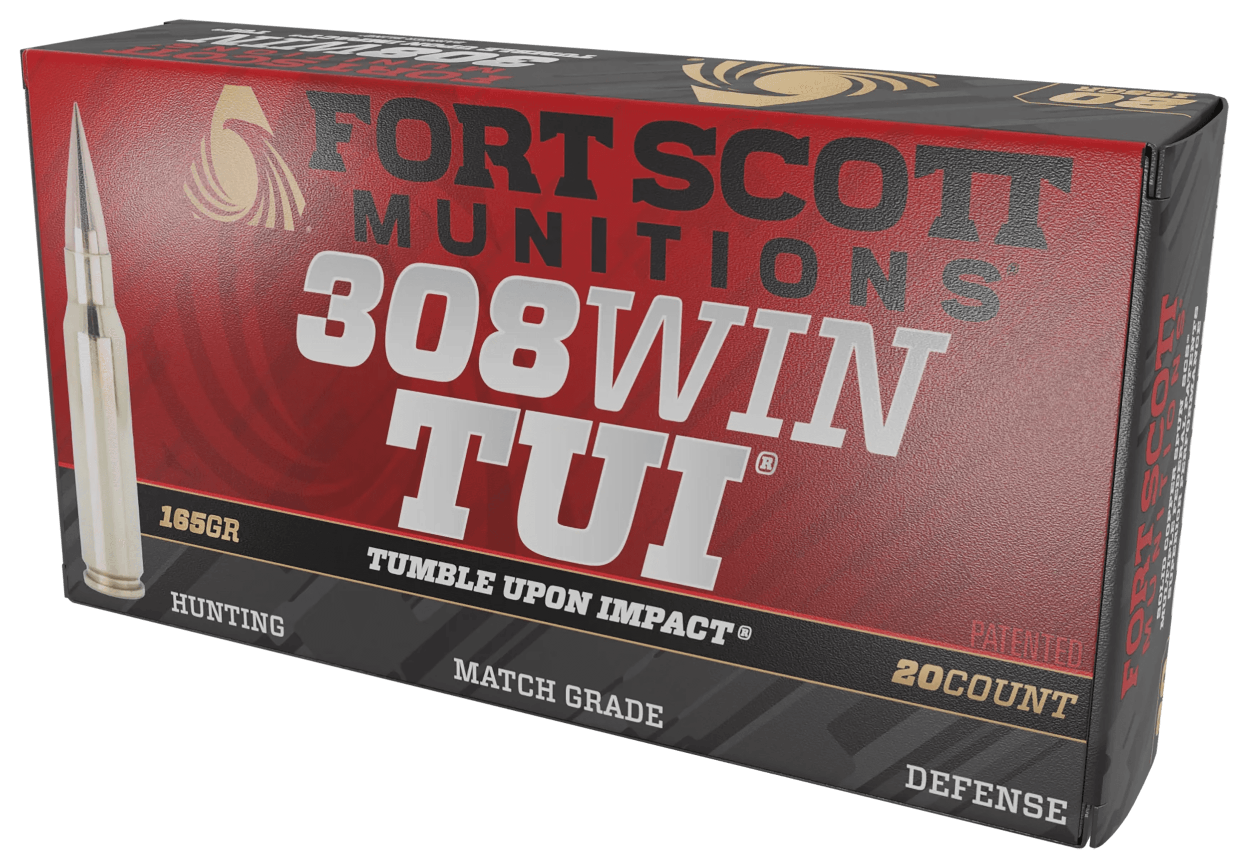 Fort Scott Munitions 308-165-SCV22 Tumble Upon Impact (TUI)  308Win 165gr Solid Copper Spun 20 Per Box/10 Case
