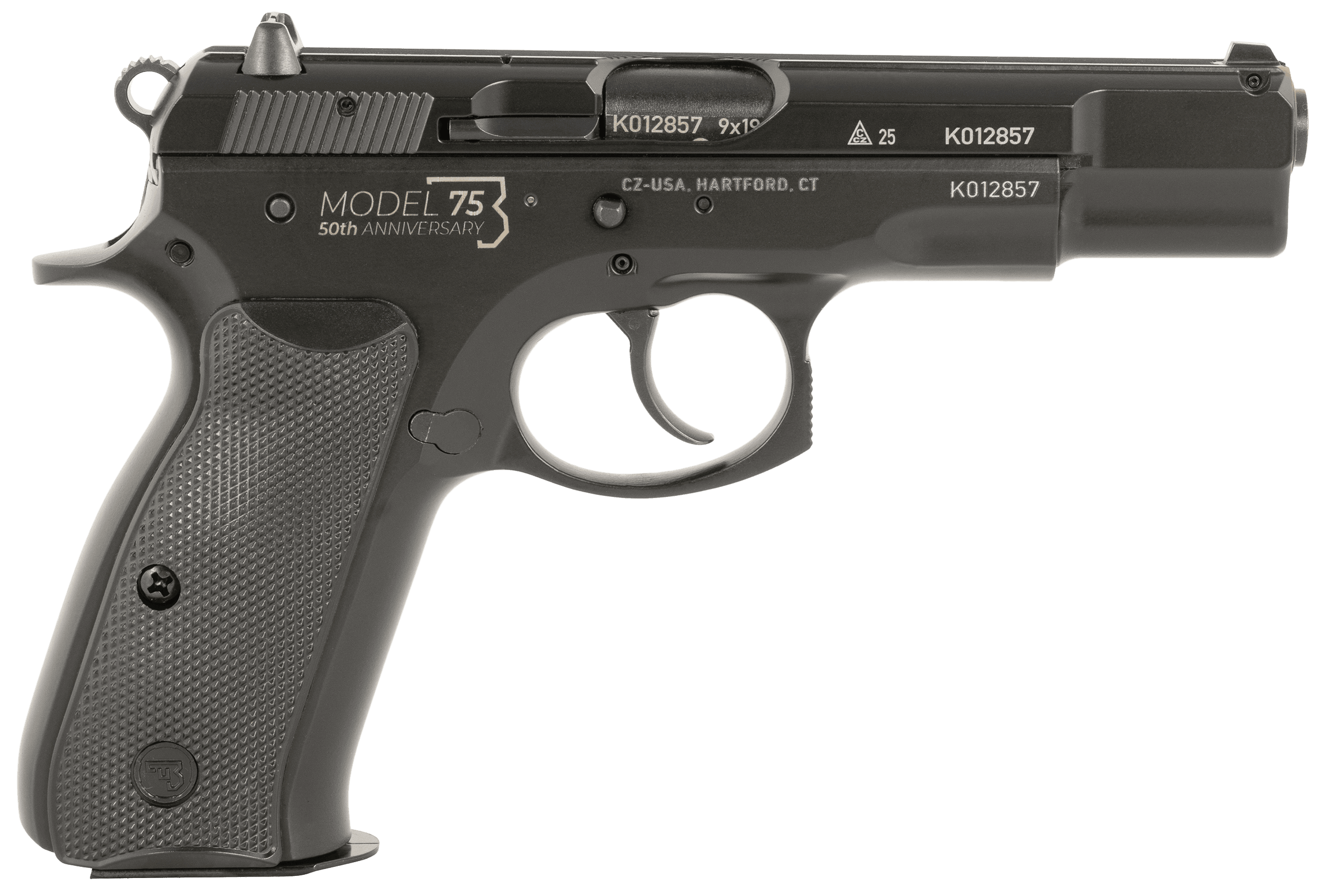 CZ 75 B 50th Anniversary 9mm Luger 4.6" 10+1 Steel Slide Polycoat Frame