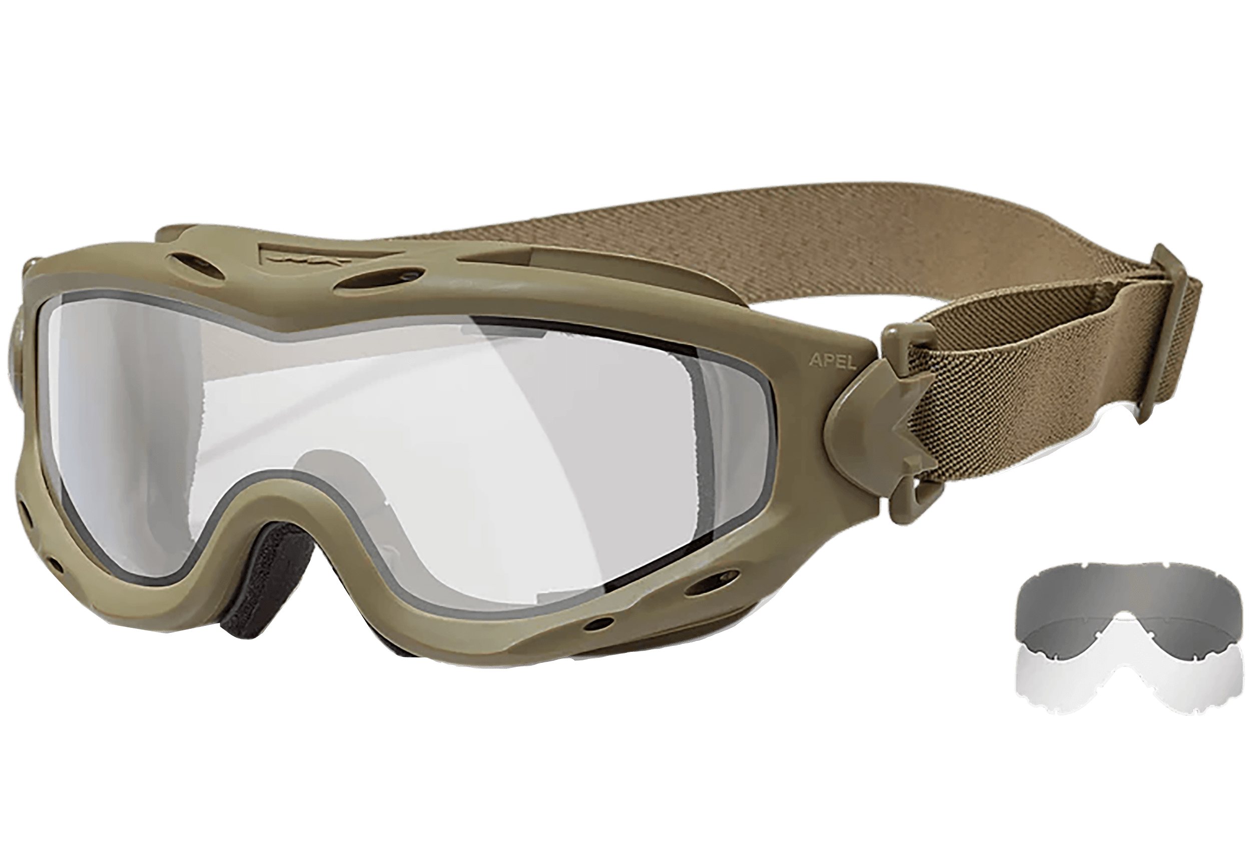 Wiley X SP30DLT Spear Apel Goggles Clear Lens Tan Frame