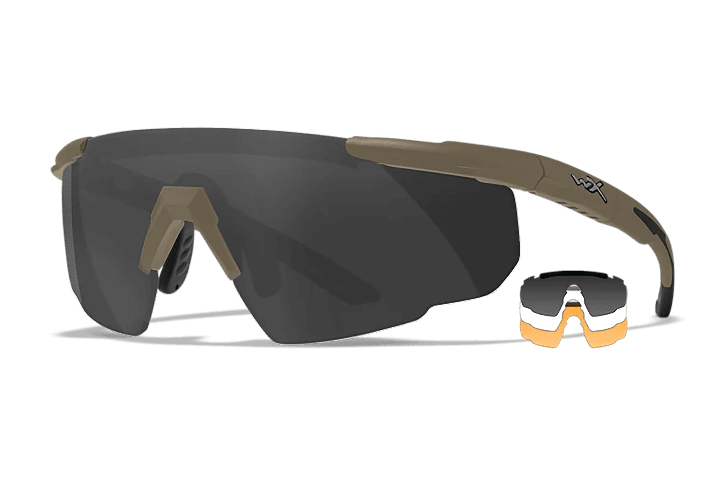 Wiley X 308T Saber Advanced Smoke Gray/Clear/Light Rust Lens Polycarbonate Matte Tan Frame