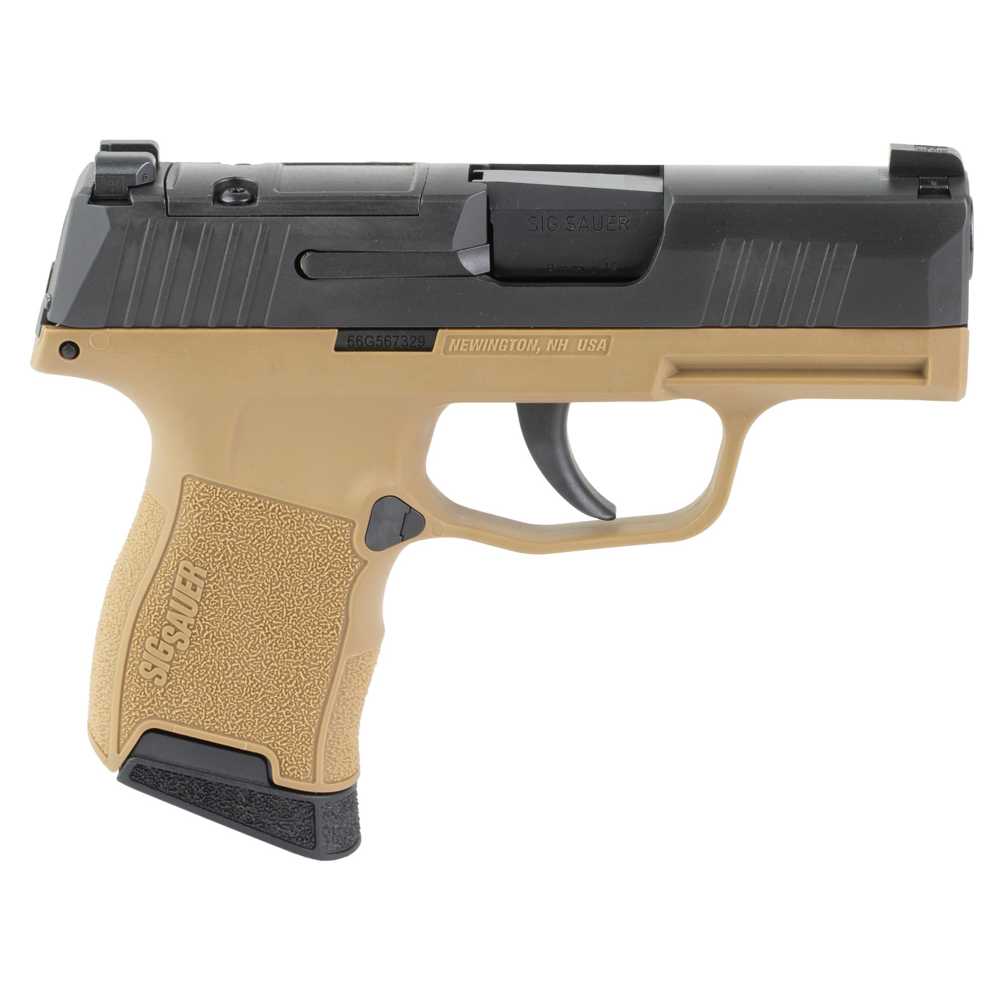 Sig Sauer P365 Micro-Compact Frame 9mm Luger 10+1 3.10" Steel Barrel, Optic Ready/Serrated Slide, Coyote Tan Stainless Steel Frame w/Accessory Rail, Polymer Grip