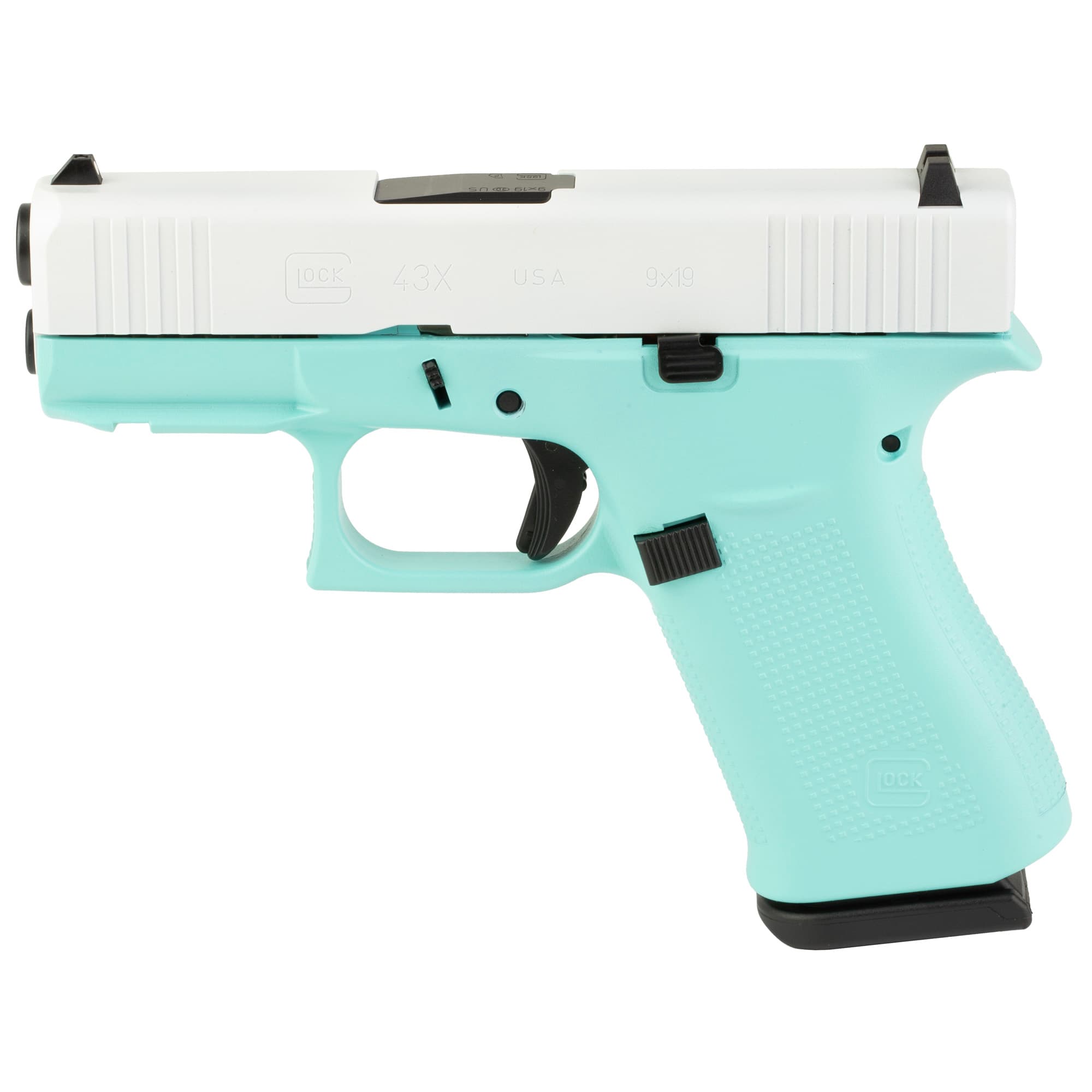 Glock G43X 9mm Luger 3.41in 10rd Rebate Pearl White Framed Rail