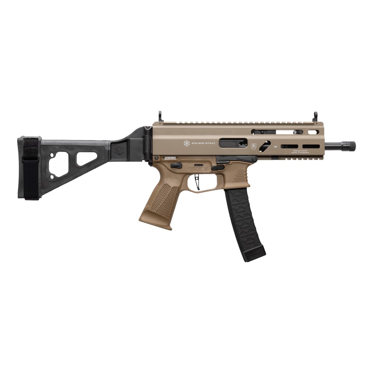 Global Ordnance Grand Power Stribog SP9A3 9mm 8in Threaded 30rd Flat Dark Earth