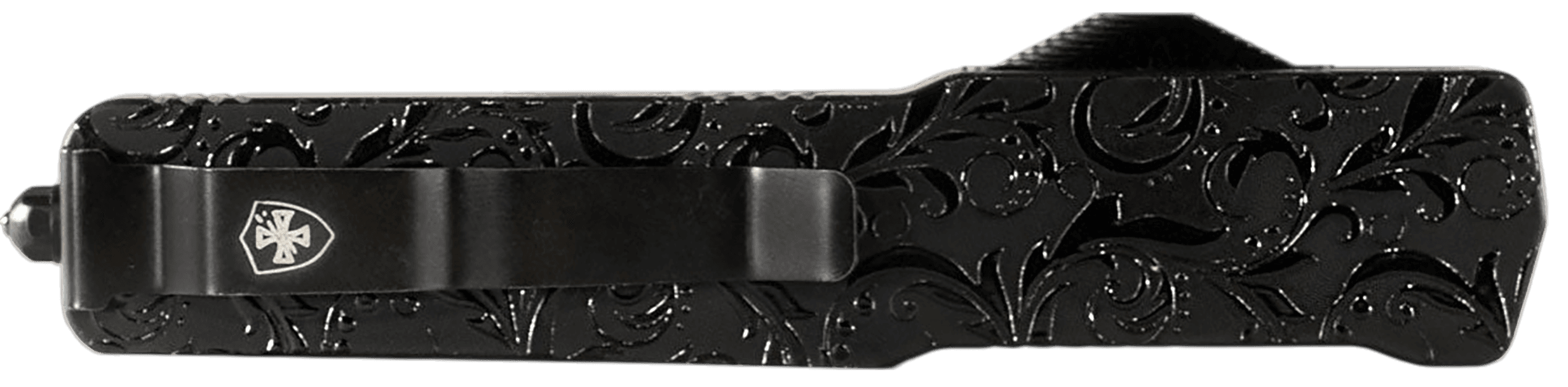 Templar Knife  Premium LW Maiden Gloss Slim OTF Dagger Part Serrated Black Oxide Stonewashed Powder Coated D2 Steel Blade, 5" Black Gloss Aluminum Handle