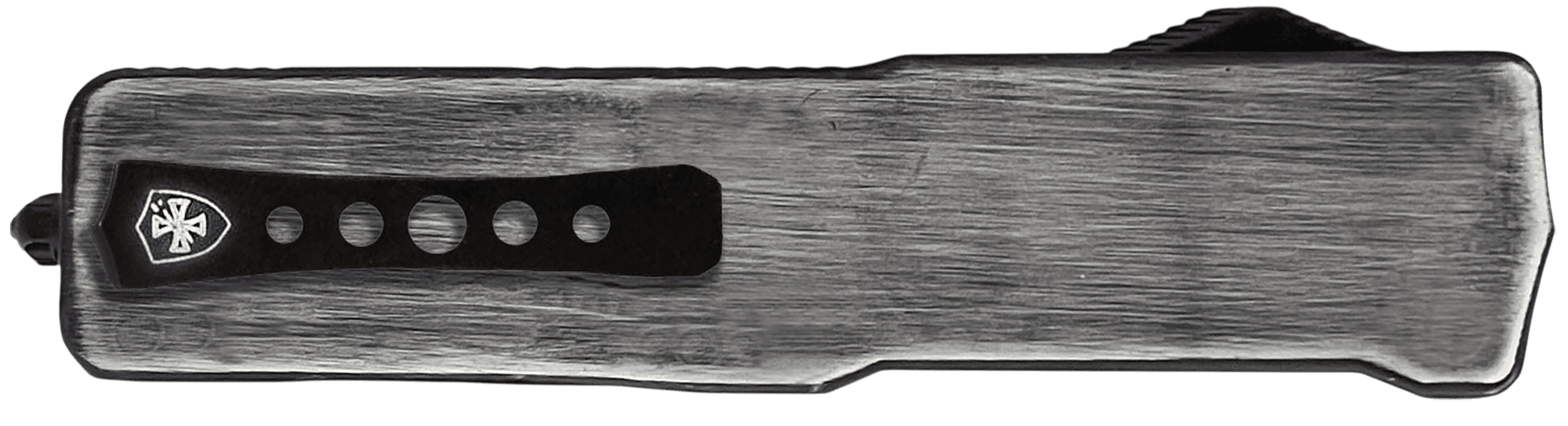 Templar Knife  Premium Weighted Knight Slim 3.16" OTF Drop Point Plain Black Oxide Stonewashed Powder Coated D2 Steel Blade, 4.93" Gunmetal Anodized Aluminum Zinc Alloy Handle
