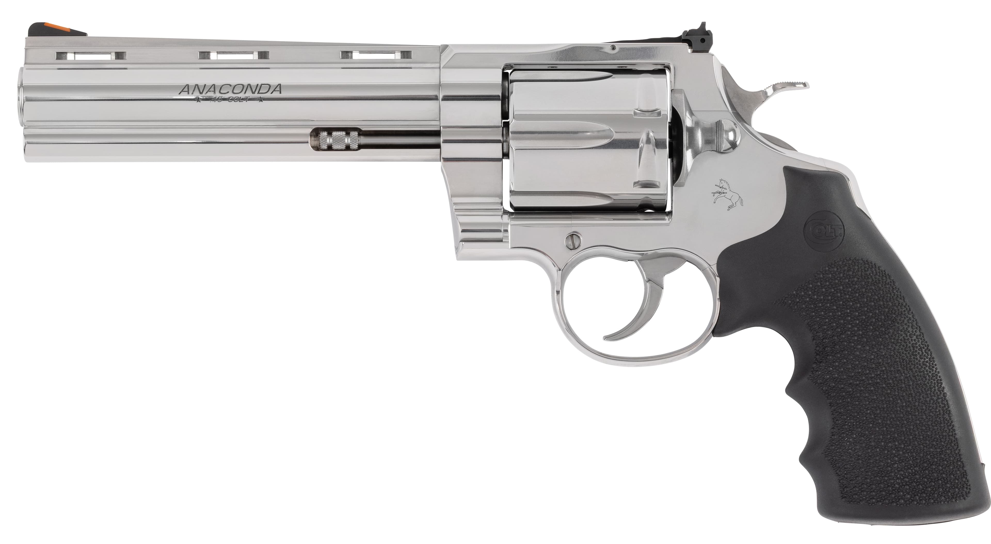 Colt Anaconda 45 Colt 6in Barrel 6 Rounds Semi-Polish Stainless Hogue Grips