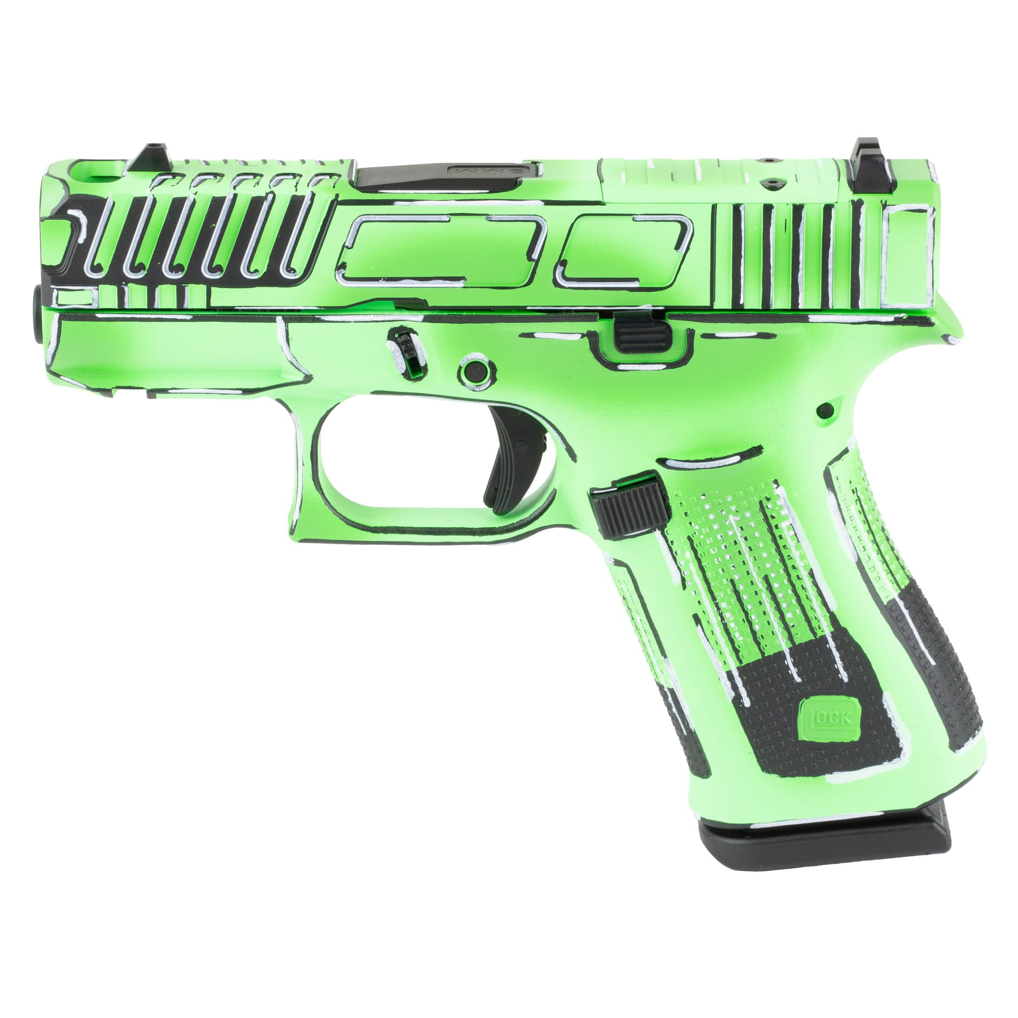Glock 43X Comp 9mm Luger 3.41 inch Barrel 10 Rounds Anime Green Cerakote