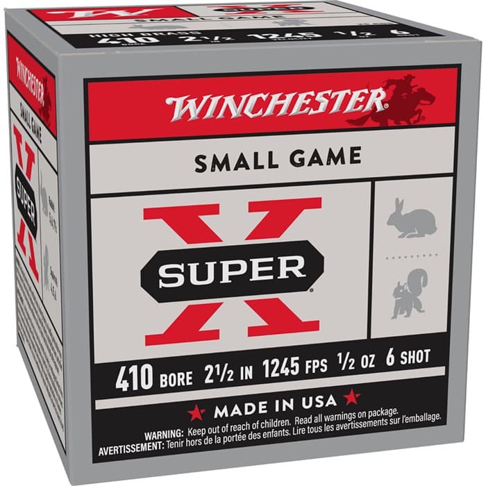 Winchester Super-X High Brass .410 Bore 2-1/2" 1/2oz #6 Shot 250ct