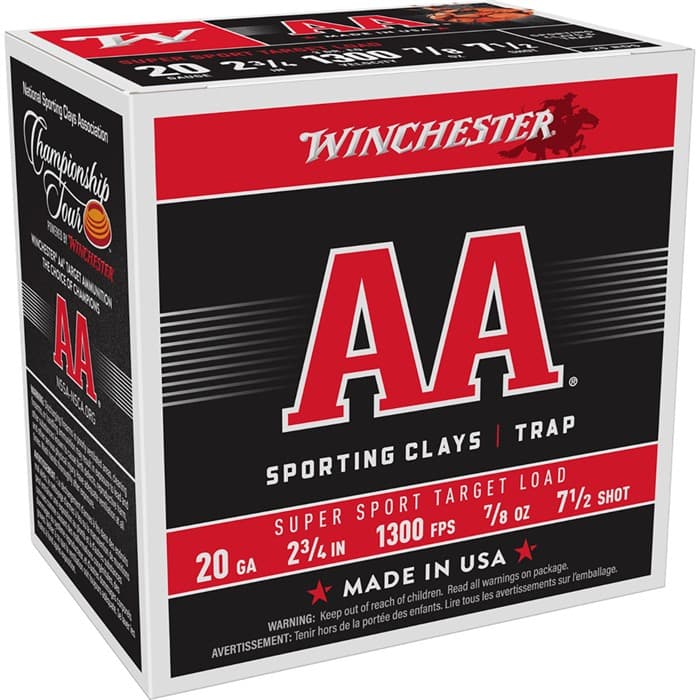 Winchester AA Super Sport 20 GA 2.75" 7/8oz #7.5 Shot 250ct Case