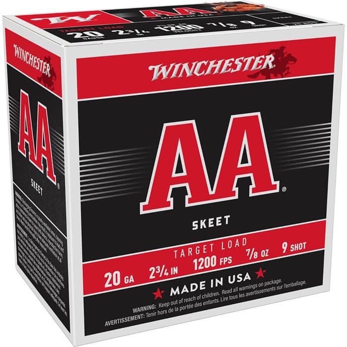 Winchester AA Target 20 GA 2.75" 7/8oz #9 Shot 250ct Case
