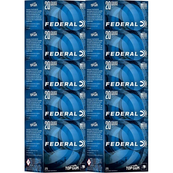 Federal Top Gun Sporting 20 GA 2.75" 7/8oz #7.5 Shot 1250fps 250ct Case