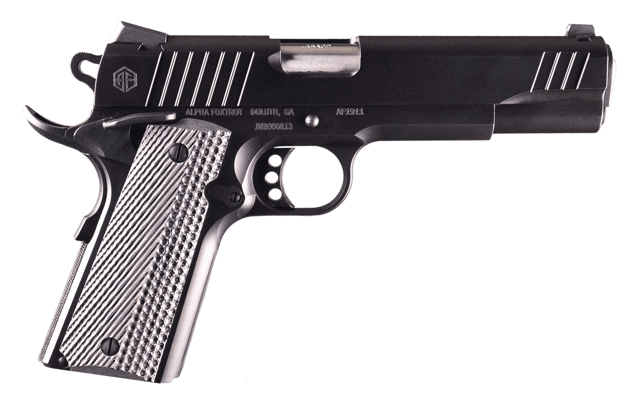 Alpha Foxtrot AA27X4ENA-XQBK08-WBS AF1911 Full Size Frame 9mm Luger 8+1 5" Black QPQ Stainless Steel Serrated Slide, Black QPQ Serrated Polymer Grip