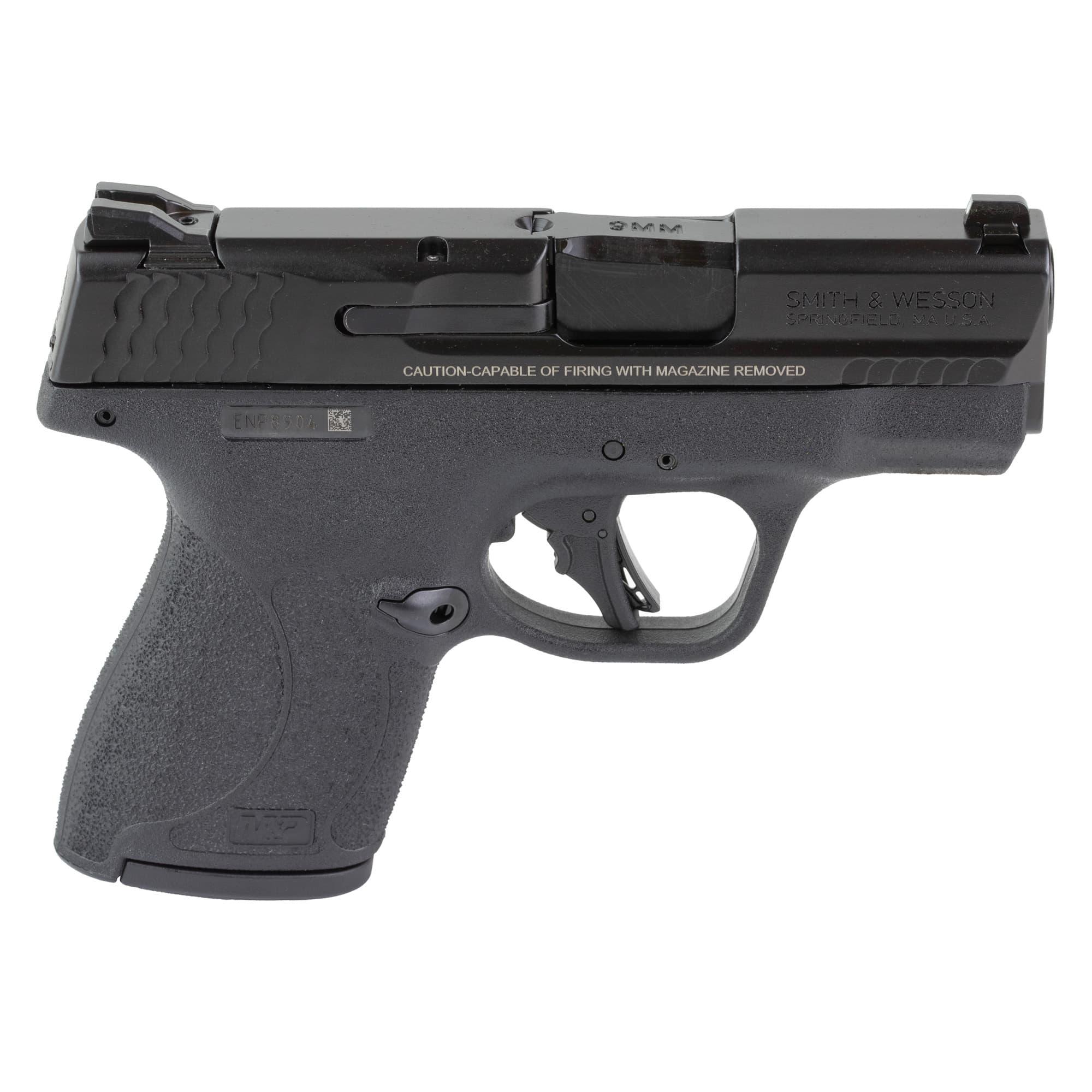 Smith & Wesson 14750 M&P Shield Plus Bundle Micro-Compact 9mm Luger 13+1, 3.10" Black Armornite Stainless Steel Barrel & Serrated Slide, Matte Black Polymer Frame,  Thumb Safety, 6 Mags & Bag