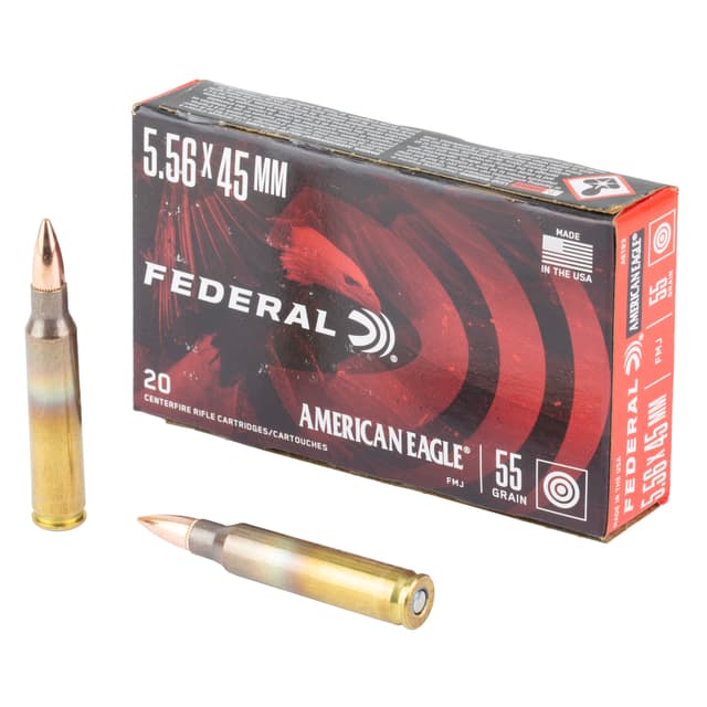 Federal American Eagle Rifle Ammunition 5.56mm 55gr FMJ 3165 fps 20/ct