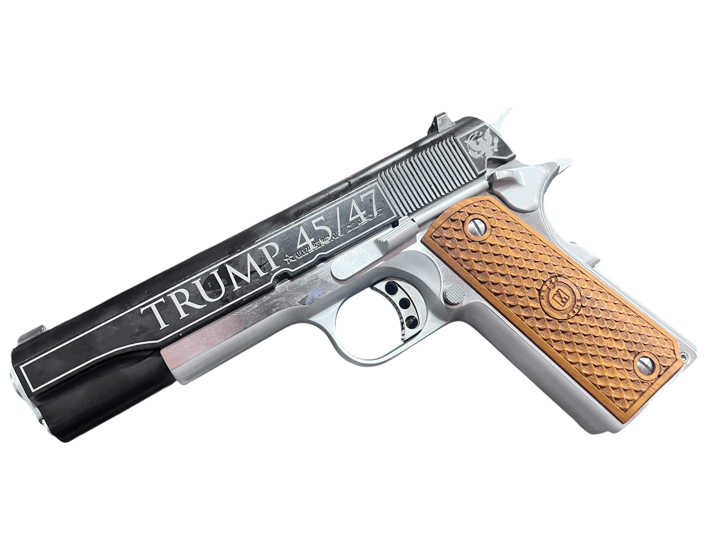 AMERICAN CLASSIC TROPHY 1911 45ACP 5" TRUMP GOLDEN ERA BLACK/SILVER 8RD