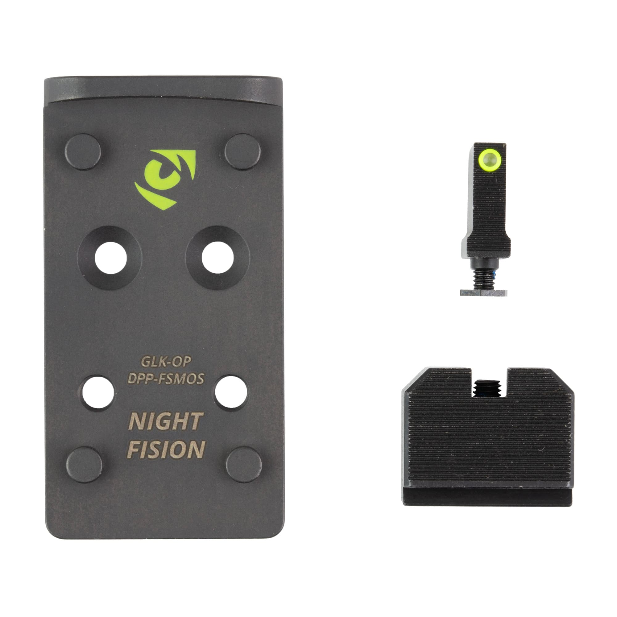 Night Fision Optic Plate Plus Sights for Glock MOS DeltaPoint Pro Compatible