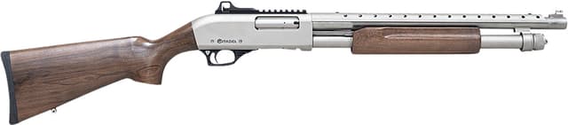 Citadel FRMN2020NKL Mariner  Full Size 20 Gauge Pump 3" 4+1 18.50" Nickel Finished Heat Shield Barrel, Nickel Finished Aluminum Receiver w/Picatinny Rail, Black Fixed Walnut Stock