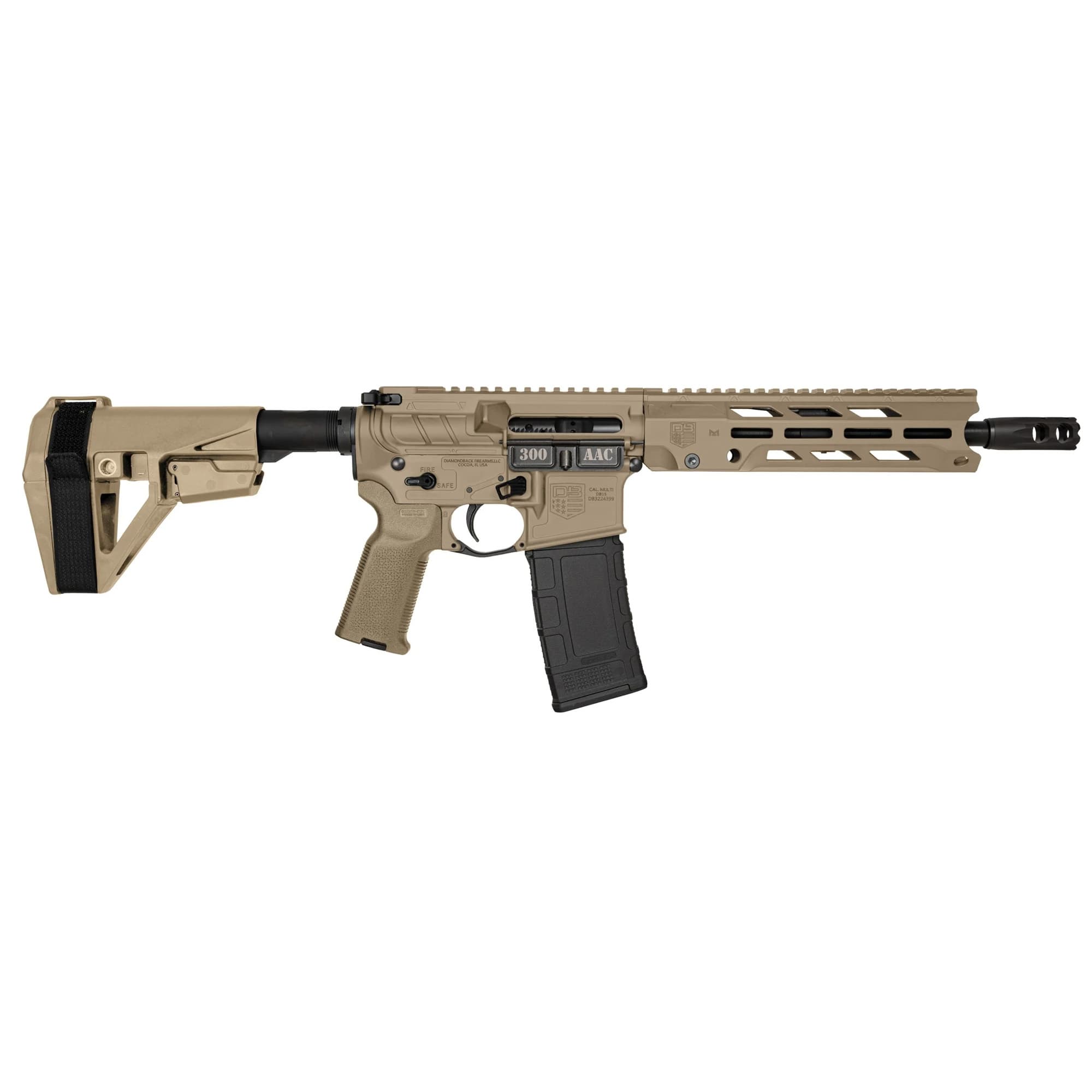 Diamondback, Db15 Obsidian, .300 Blackout, 10 inch, 30 round, Flat Dark Earth