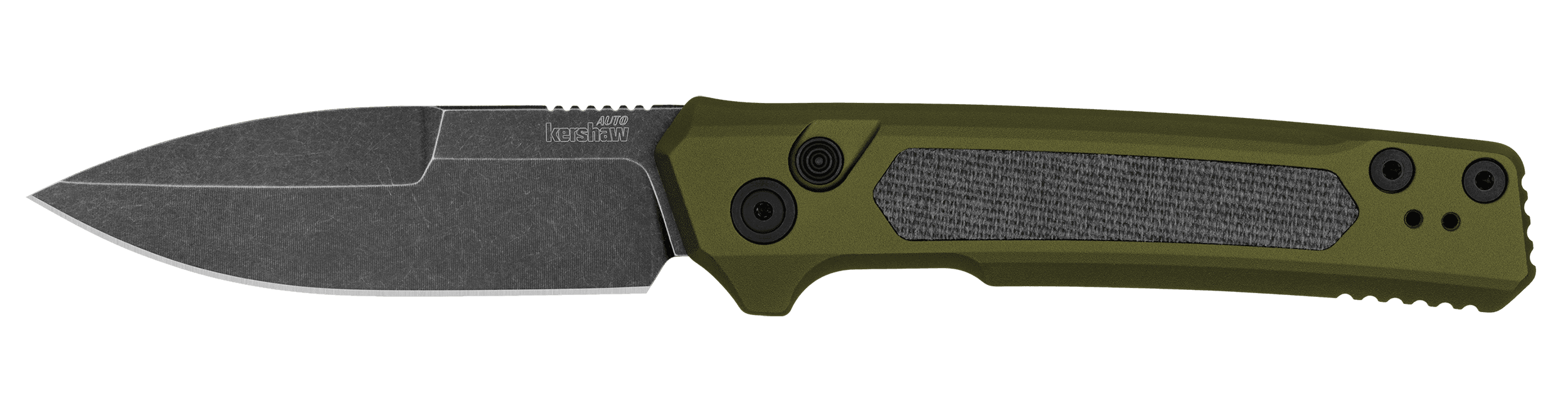 Kershaw 7205 Launch 22 Automatic 3.45" Folding Spear Point Plain CPM MagnaCut Steel Blade, OD Green Anodized w/Black Micarta Inserts Aluminum Handle