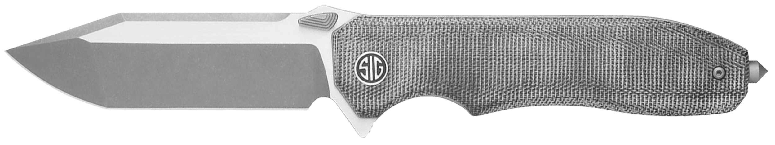 Sig Sauer Knives VA9SBT Validus  3.78" Folding Modified Tanto Plain Dark Acid Stonewash/Satin M390 Steel Blade, 4.76" Salt & Pepper Canvas Micarta Handle