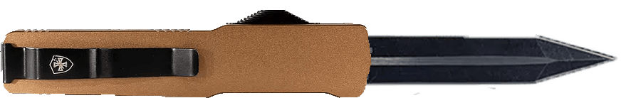 Templar Knife MAAB121 Premium LW Slim 3.25" OTF Dagger Plain Black Oxide Stonewashed Powder Coated D2 Steel Blade, 5" Bronze Anodized Aged Aluminum Handle