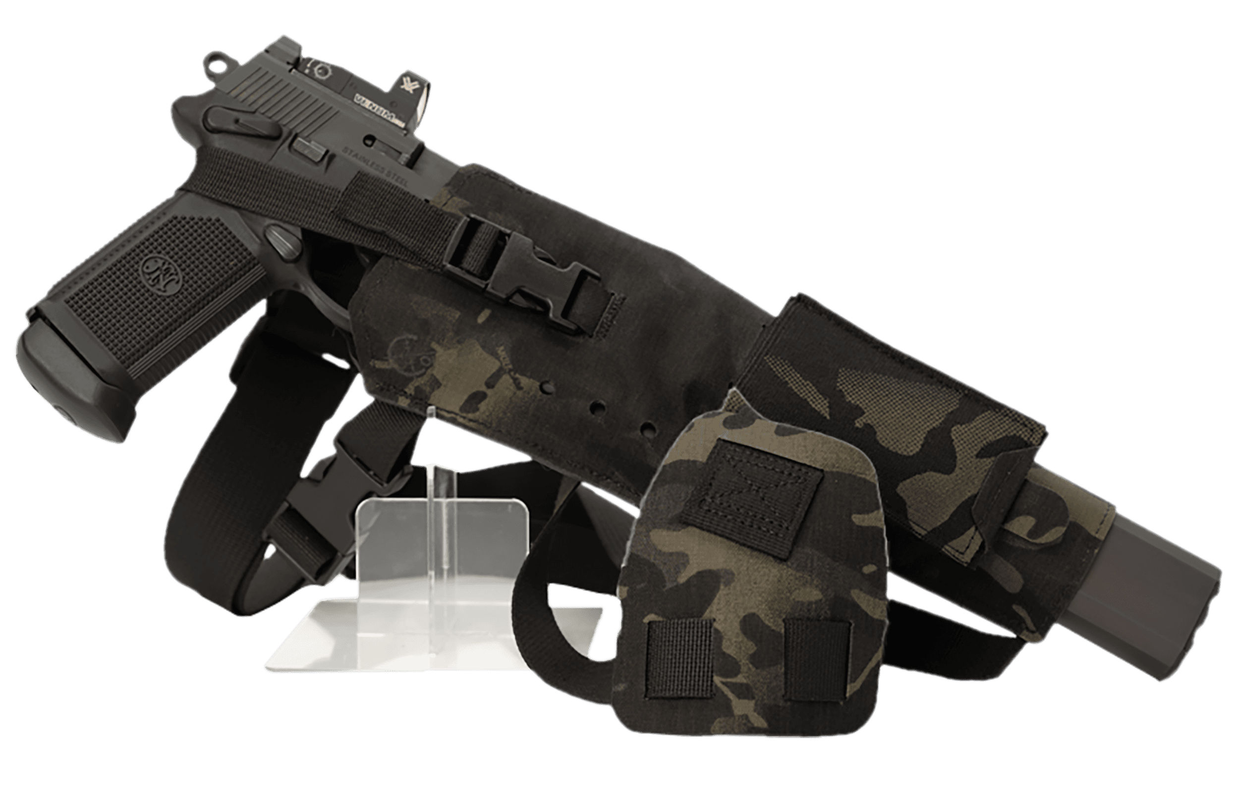 Cole-tac VWX109 Varmint Wrangler XL Pistol Holder Chest MultiCam Black Right Hand