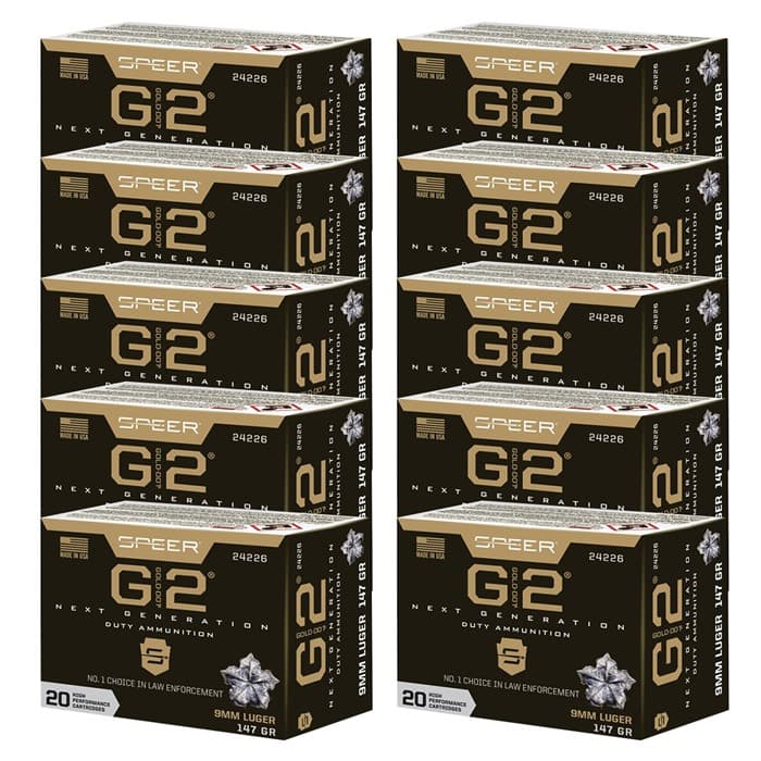 Speer Gold Dot G2 9mm Luger 147 gr Hollow Point 200-Round Case