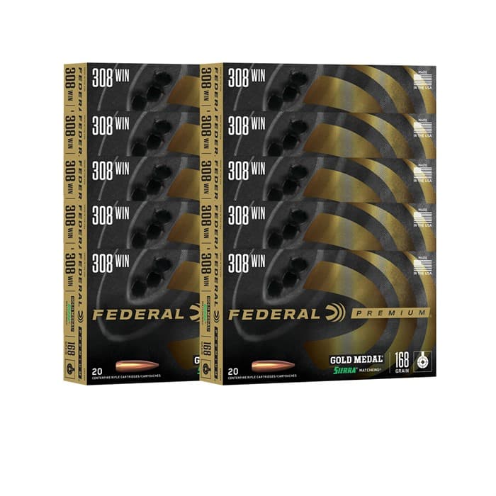 Federal Gold Medal 308 Win 168gr Sierra MatchKing BTHP 200ct Case