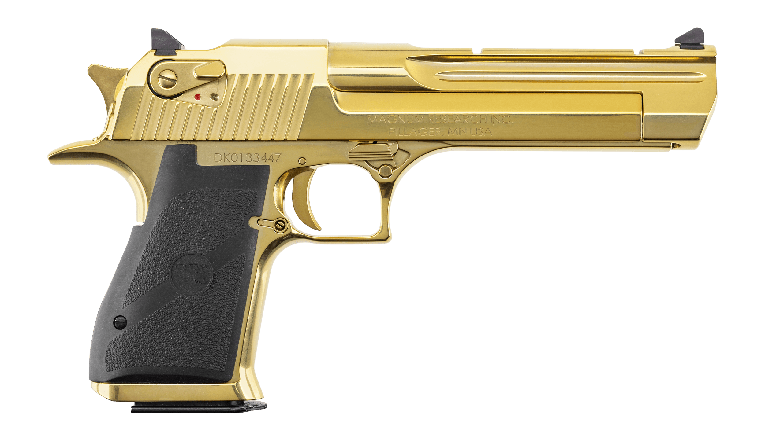 Magnum Research DE44CAG Desert Eagle Mark XIX *CA Compliant 357 Mag 9+1 6" Accessory Rail Barrel, Gold Zirconium Nitride Serrated Slide & Frame