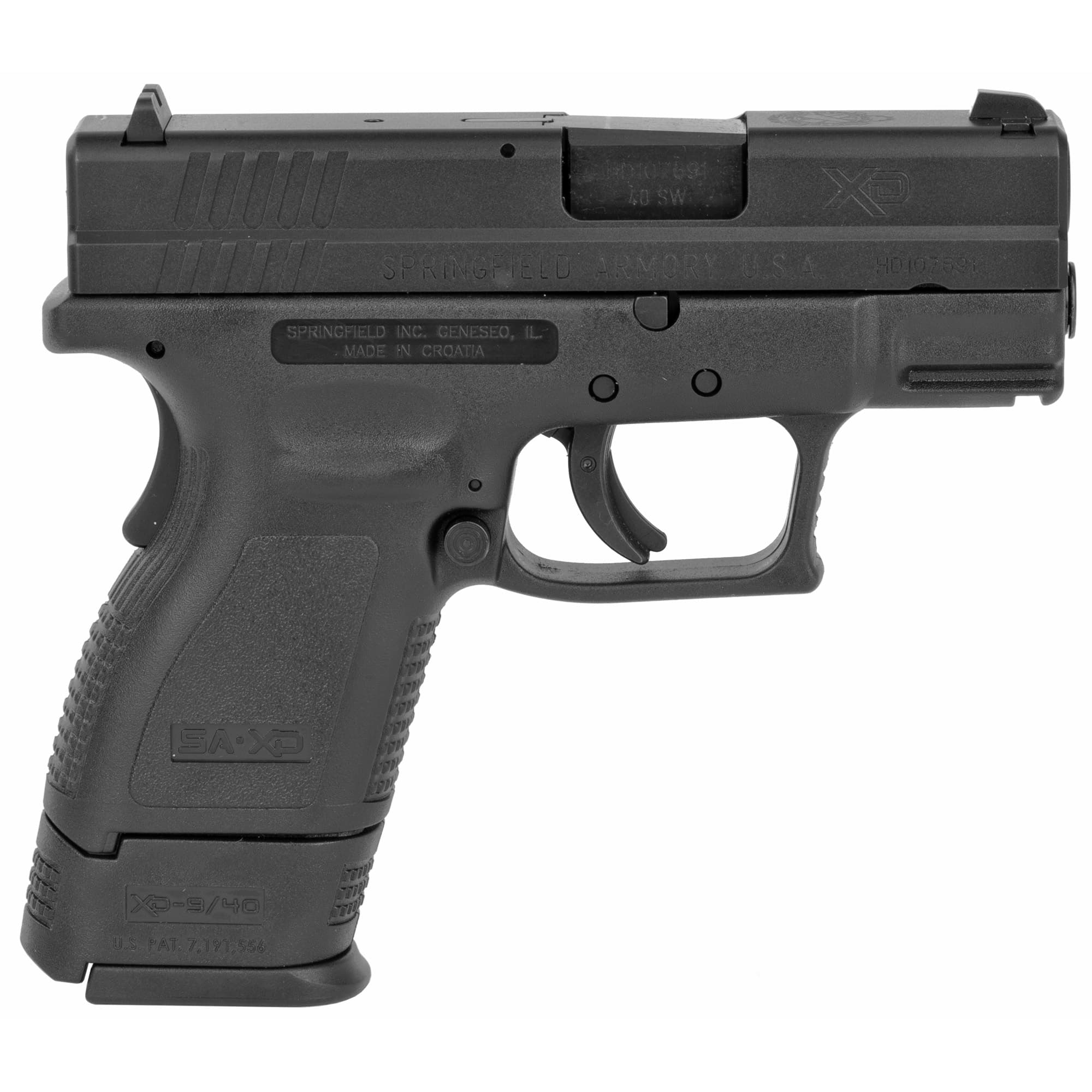 Springfield Armory XD9802 XD 40 S&W 3 Inch 10 Rounds Polymer Frame Serrated Slide