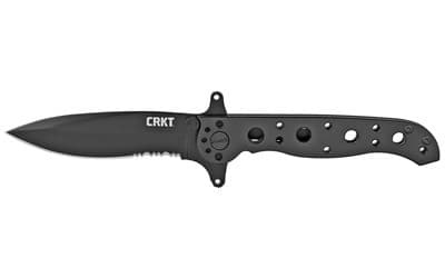 CRKT M21-10KSF M21 10KSF 3.13" Folding Spear Point Part Serrated Black Oxide 8Cr14MoV SS Blade/Black Oxide Stainless Steel Handle Includes Pocket Clip Includes Sheath