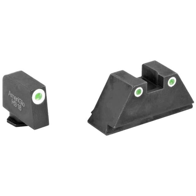 AmeriGlo GL329 Tall Suppressor Front Rear Green White Outline Glock Sights