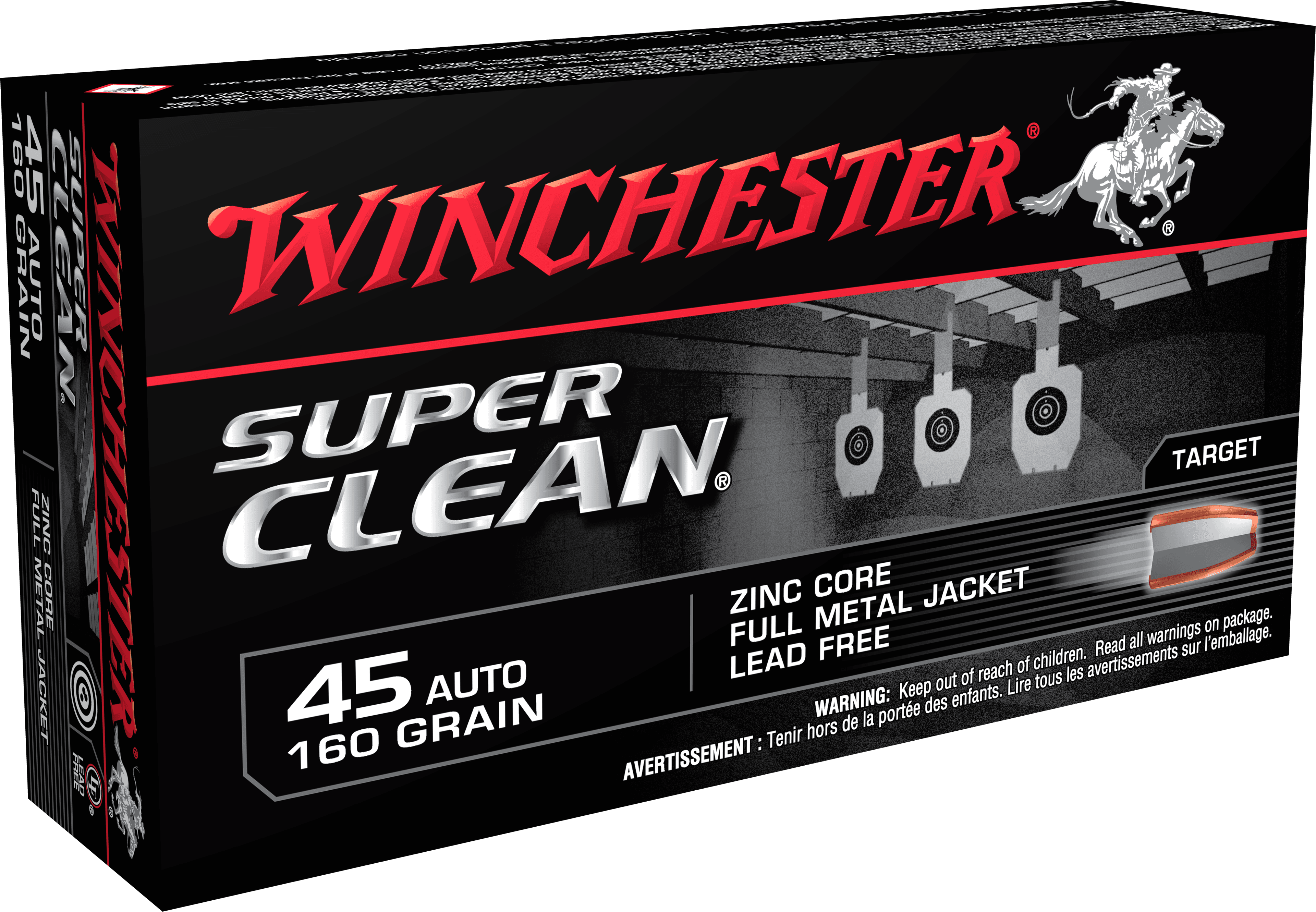 Winchester,Super Clean,45 Acp,Lead Free Full Metal Jacket,160 Grain,50 Rounds