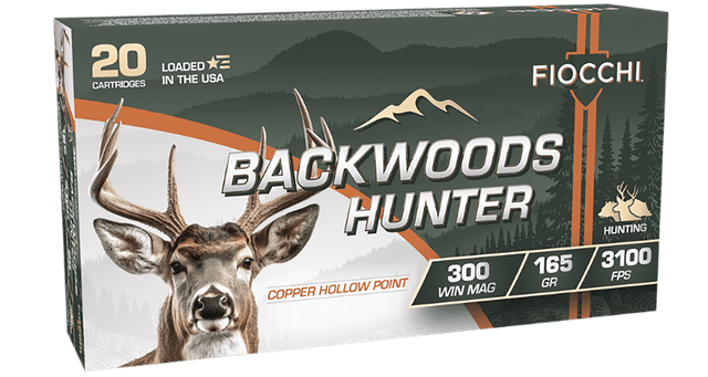 Fiocchi Backwoods Hunter 300 Win Mag Copper Hollow Point 165 Grain 20 Rounds