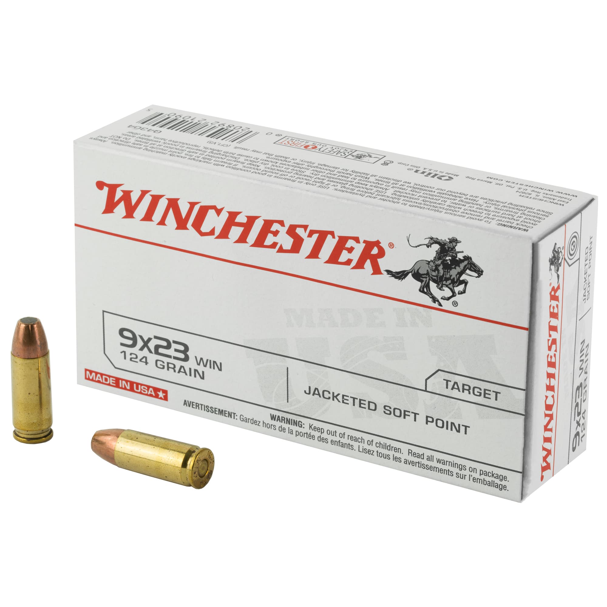 Winchester USA 9x23 Jacketed Soft Point 123 Grain 50 Rounds