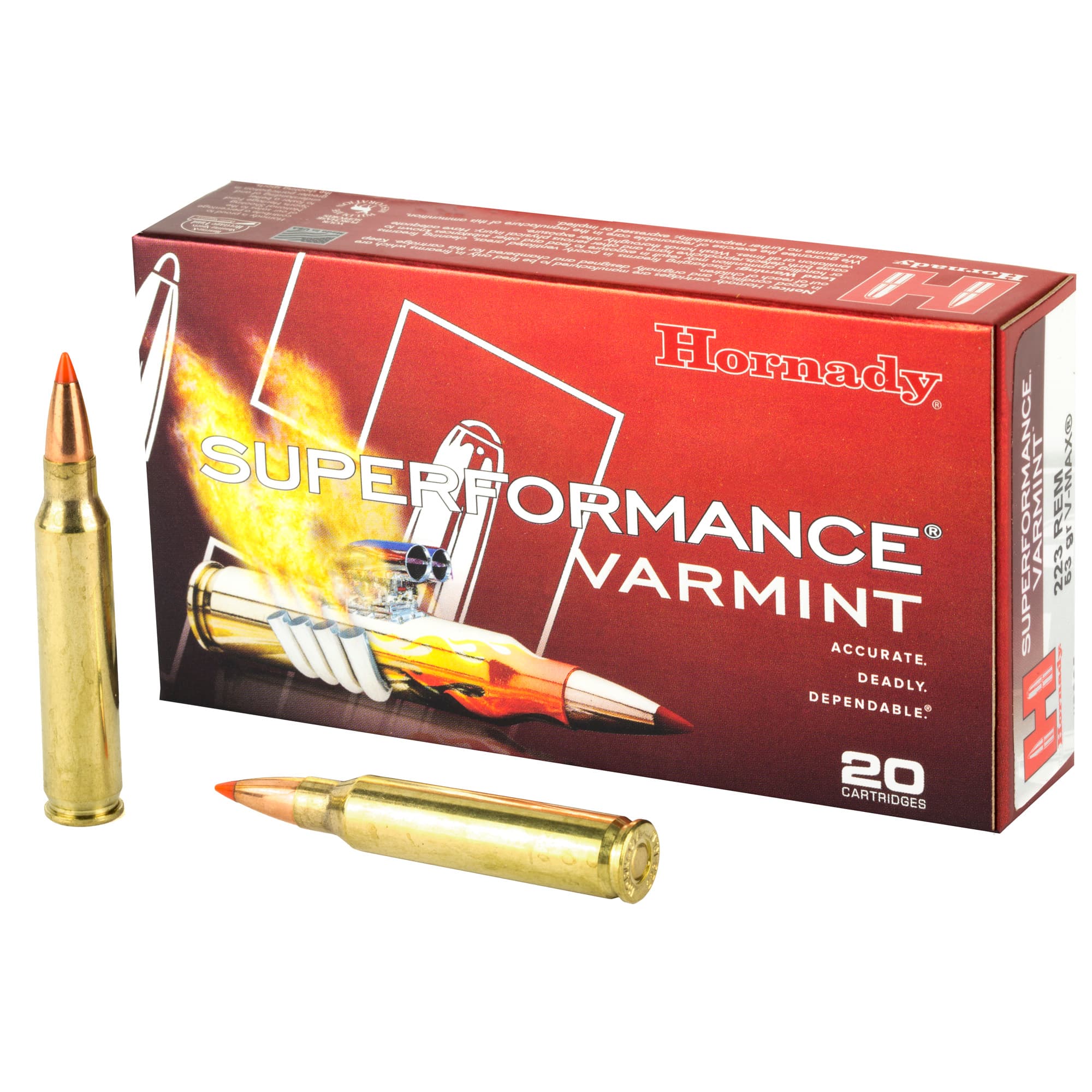 Hornady Superformance Varmint Rifle Ammo 223 Rem. 53 gr. V-Max 20 rd.