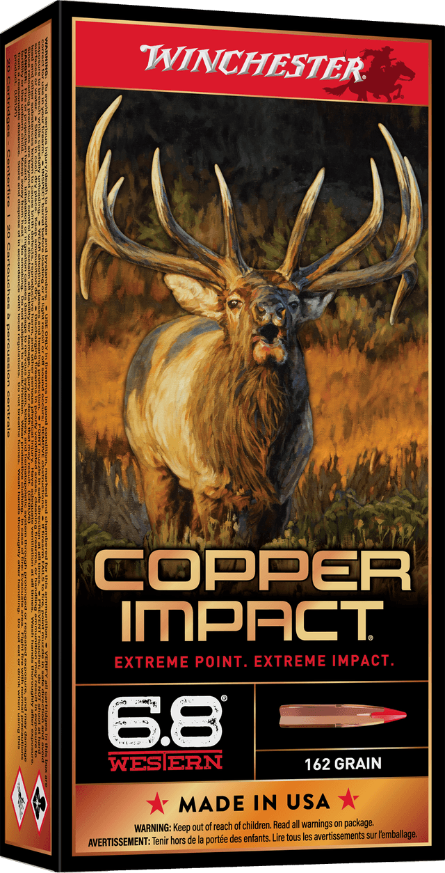 Winchester, Copper Impact, 6.8 Western, Lead-Free Copper Bullet, 162 Grain, 20 Rounds