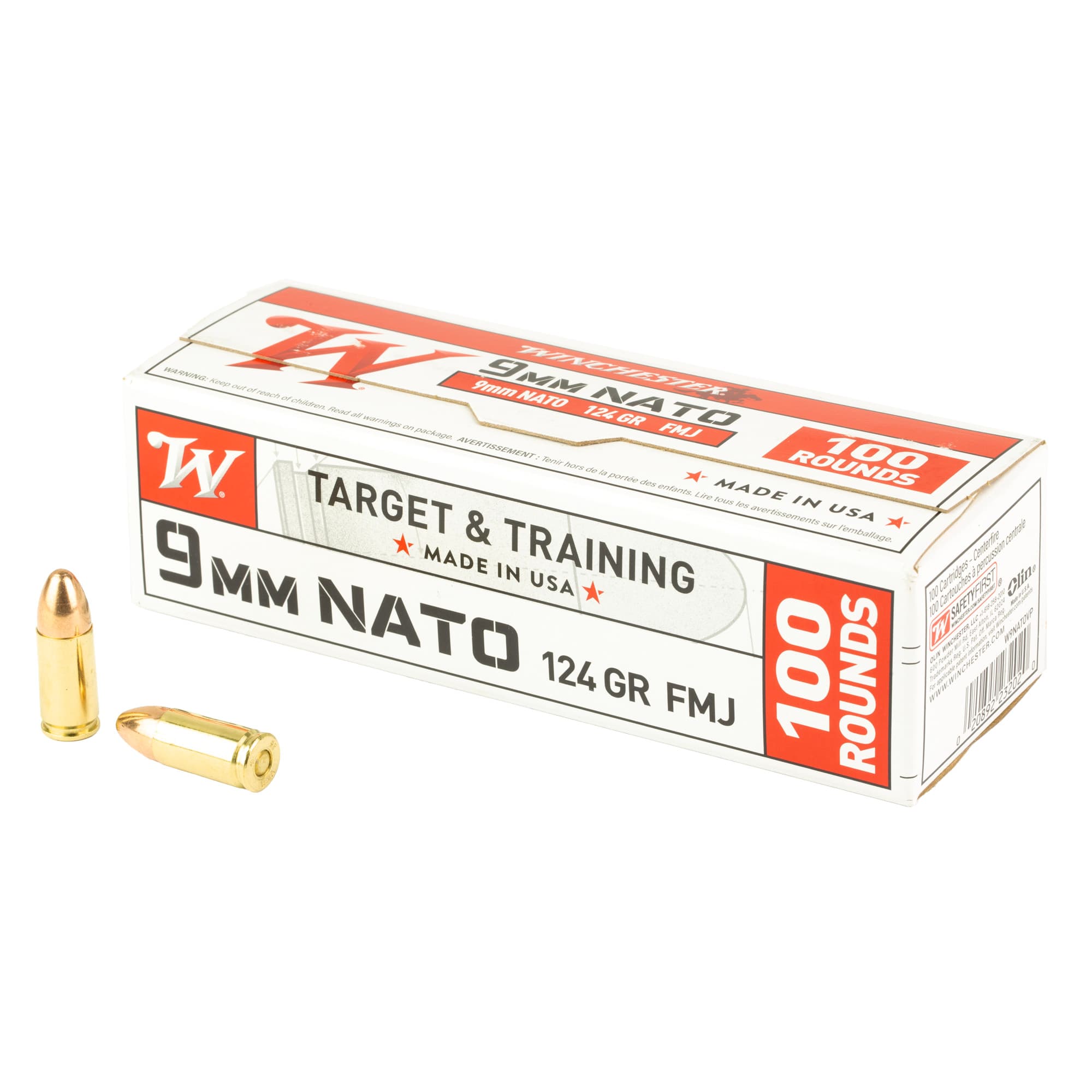 Winchester, Usa White Box, 9mm Luger, Full Metal Jacket, 124 Grain, 100 Rounds