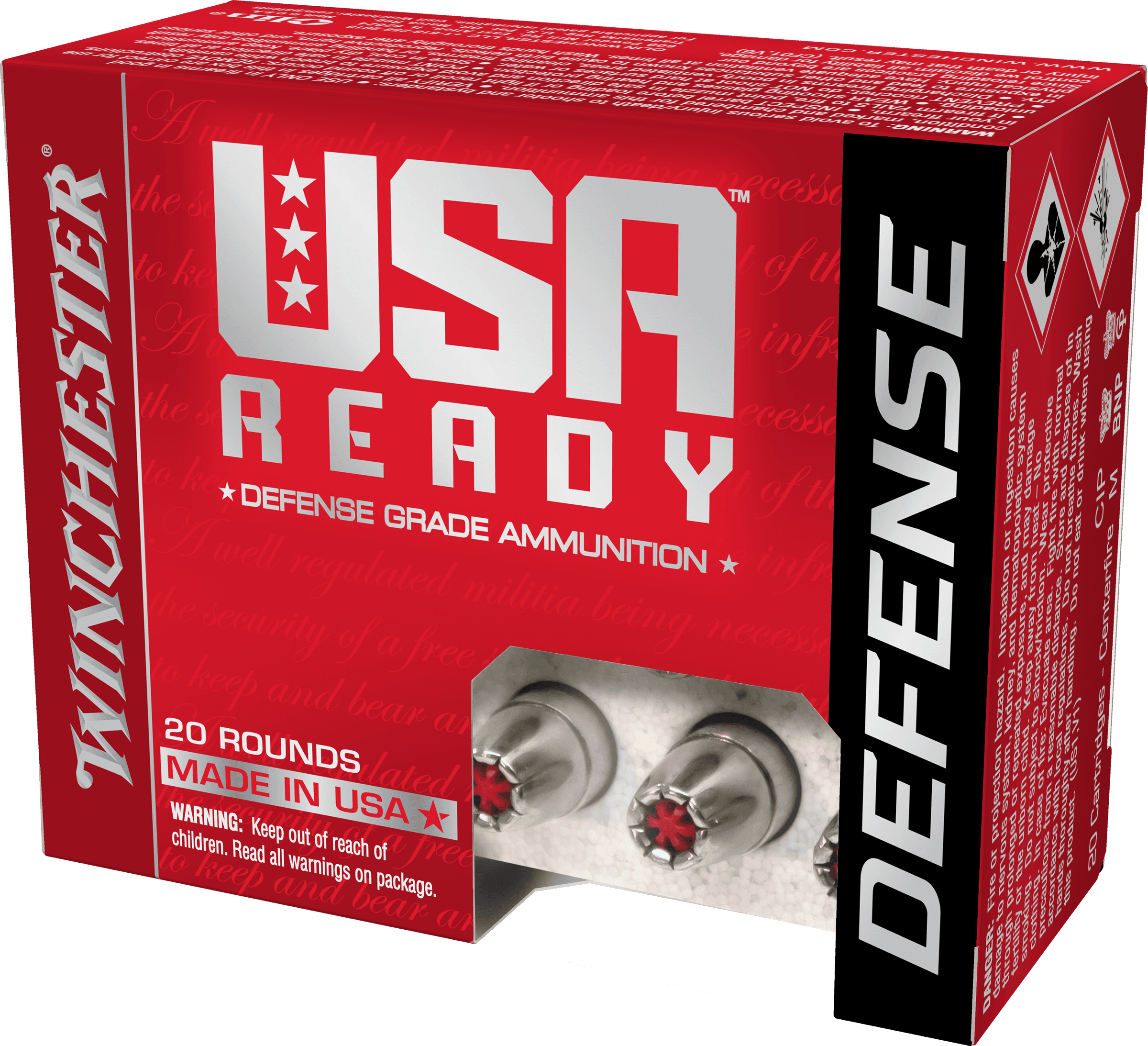 Winchester Usa Ready Defense 45 Acp Hex Vent Hollow Point 200 Grain 20 Rounds