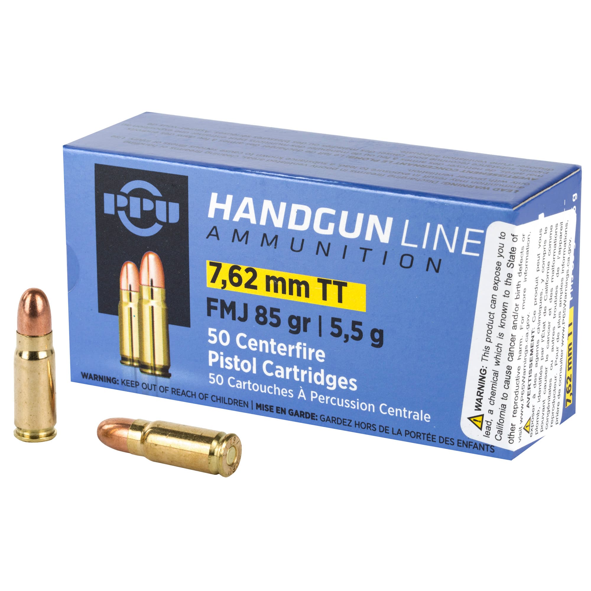 Prvi Partisan PPH7TF 7.62x25mm Tokarev Full Metal Jacket 85 Grain 50 Rounds